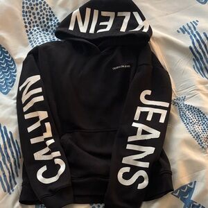 Calvin Klein Black Hoodie with Bold White Text
